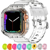 XYF Compatible for Crystal Clear Apple Watch Bands, 45mm 44mm 42mm Bumper Case for Men Women Jelly Sport Case Band for iWatch Ul