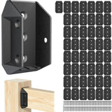 Toscoco 50 Pcs ADC-12 Aluminum 2x4 (Actual 1 x 3 ) Deck Railing Bracket Connectors, Ultra-Durable Railing Connector with 300pcs