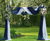 WARM HOME DESIGNS Wedding Arch Draping Fabric Bundle Has 2 144 Inch (12 Feet) Scarves in Navy Blue & White Fabric for Fabric, Ce