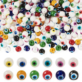 Magibeads 240Pcs 6mm Evil Eye Glass Beads for Easter 12 Colors Round Eyeball Loose Spacer Turkish Evil Eye Beads for Bracelets N