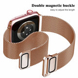 Geoumy Metal Magnetic Bands Compatible for Apple Watch Band 44mm with Case, Stainless Steel Milanese Mesh Loop Replacement Strap