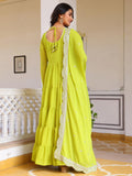 Wedani Georgette Sequins Work Anarkali Kurta Set For Women,PARROT,XL,Georgette,Anarkali,