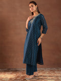 Libas Women'S Chanderi Silk Woven Design Kurta Set (49440 Teal Teal L