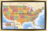Trends International Map - USA Time Zones Wall Poster, 14.725 x 22.375, Gold Framed Version
