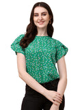 Wedani Women'S Casual Short Sleeves Round Neck Foral Top (Medium Green),Green,M