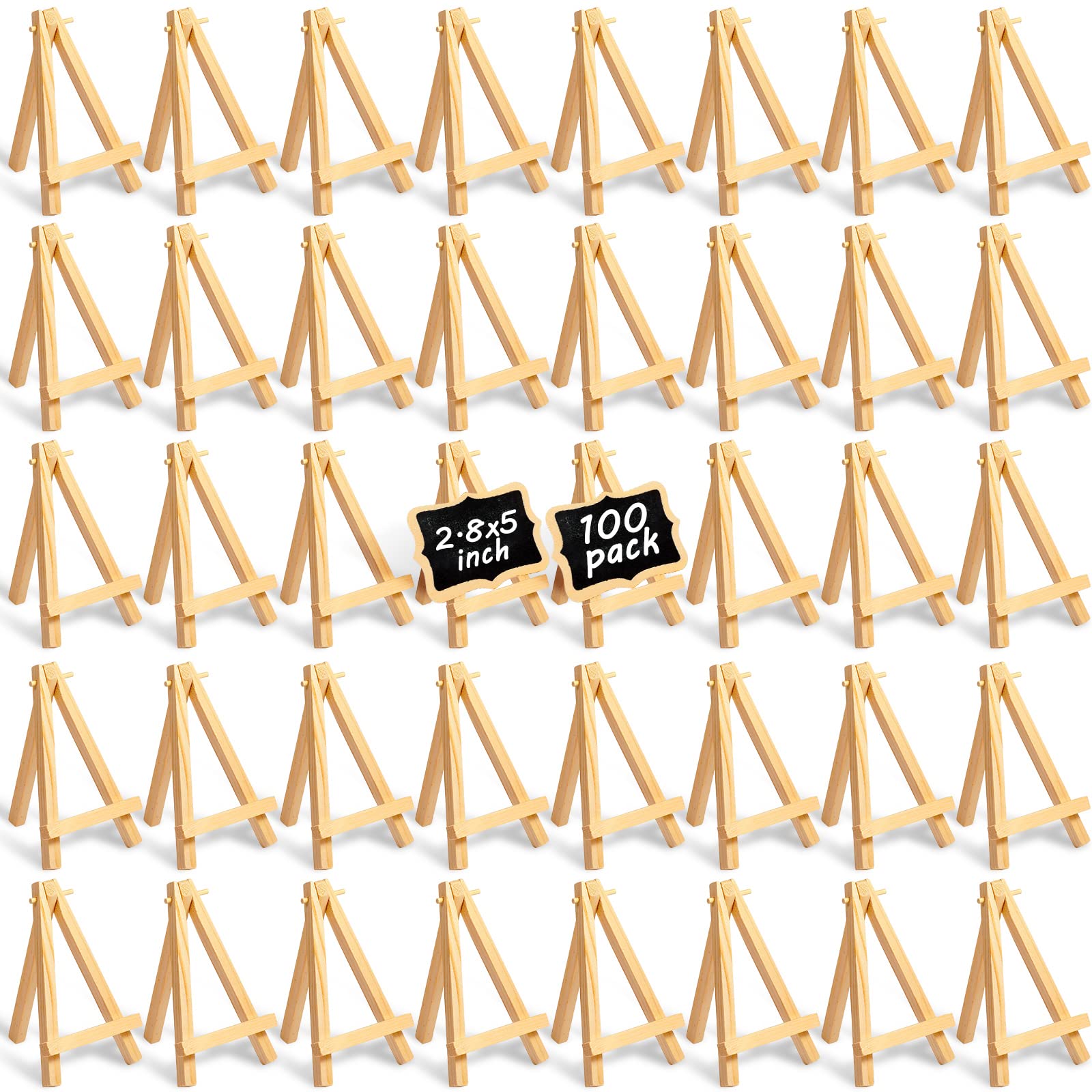 Mimorou 100 Pieces Mini Wood Easel Stands Small Wooden Canvas Easels Display Art Craft Tripod Painting Tabletop Holder for Artis