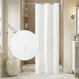 Gibelle Small Stall Shower Curtain Narrow Half 3D Embossed Textured White Fabric Shower Curtain Modern Farmhouse Chic Soft Cloth Bathroom Curtains Shower Set with Hooks (White 36 W x 72 L)-New