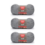 Red Heart Soft Light Gray Heather Yarn - 3 Pack of 113g/4oz - Acrylic - 4 Medium (Worsted) - 256 Yards - Knitting/Crochet
