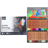 Brustro Artist Drawing Glued Pad (200 GSM,A4,24 Sheets,Natural Grain,Medium Surface) with Cretacolor Fine Art Pastel Pencil Set