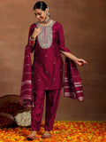 Libas Women'S Silk Blend Kurta Set (Gs941_Maroon Maroon M