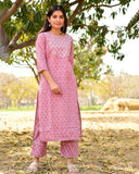 Gosriki Women'S Cotton Kurta Palazzo (Kuz-Kurti-Avenue_Medium_Blue_M),Pink,,B082Q2VTYY