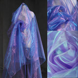 3.3 Yard Magic Purple Organza Fabric with Holographic Iridescent Effect, 59-inch Wide, Perfect for Halloween, Wedding, DIY Proje