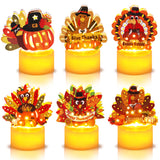 Huyamap Thanksgiving Table Decorations 6 Pack Turkey Flameless LED Candles Battery Operated Turkey Tea Lights for Mantle Firepla