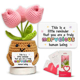 Gossby Handmade Positive Tulip Flower Crochet - This is A Little Reminder - Inspirational Gift for Women - Thank You, Appreciati