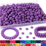 HHCFAST 270Pcs Lentil Silicone Beads for Pens, 12mm Silicone Spacer Beads for Keychain Making(Purple)
