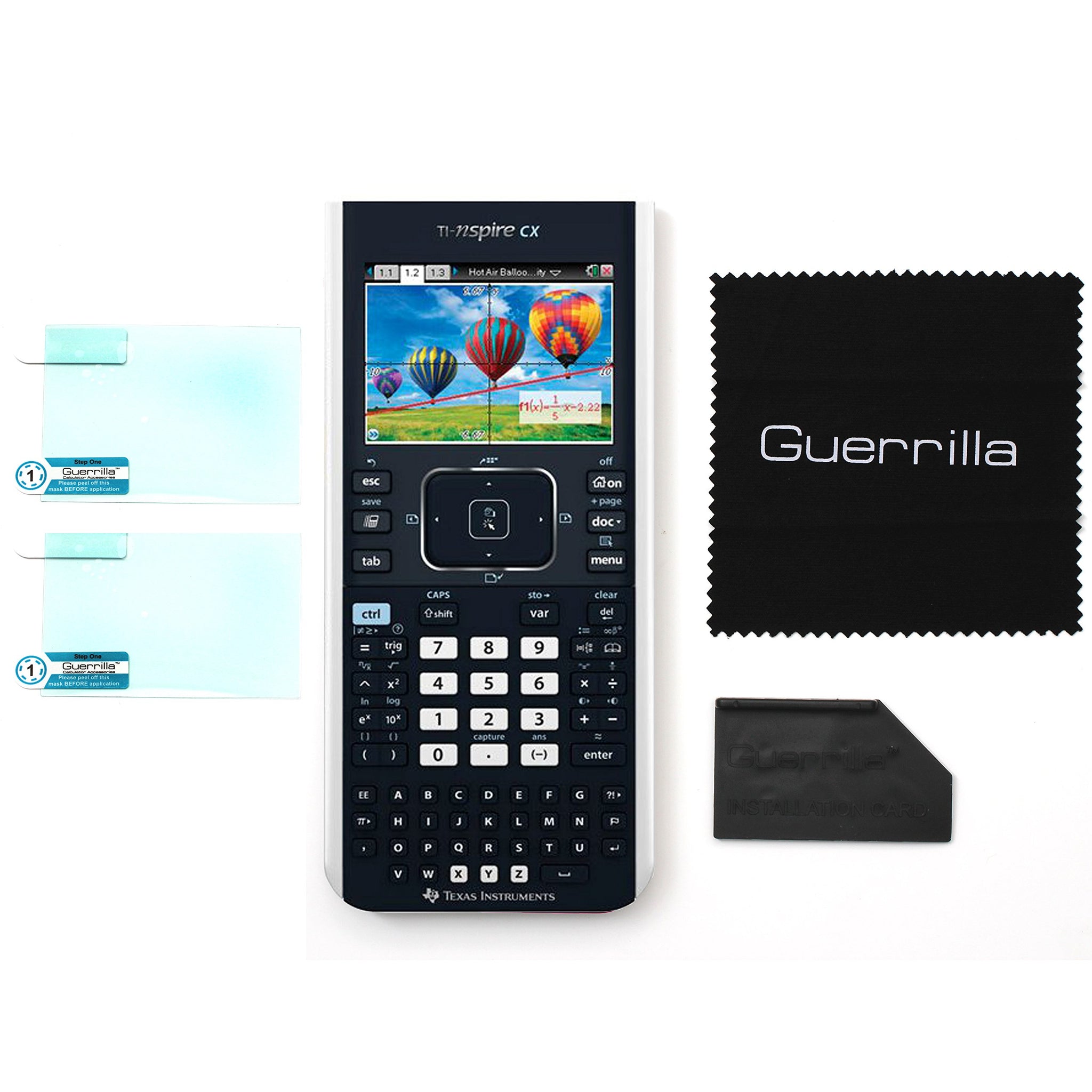 Guerrilla Military Grade Screen Protector 2-Pack For TI Nspire CX, CX CAS, CX II, and CX CAS II Graphing Calculator, Black