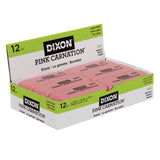 Dixon Pink Carnation Wedge Erasers, Medium, Pink, 2 x .75, 12Pack (38900)