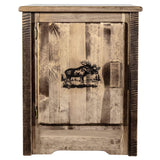Montana Woodworks Homestead Collection Accent Cabinet With Laser Engraved Moose Design, Left Hinged, Stain & Clear, Stained & Cl