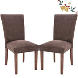 Parsons Dining Chairs Set of 2, Upholstered Nailhead Dining Room Kitchen Side Chair with Thick Cushions and Wood Legs, Brown