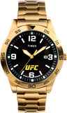 Timex UFC Mens Legend 42mm Watch GoldTone Strap Black Dial GoldTone Case