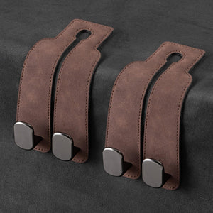 Amelity Car Hooks for Purses and Bags, Headrest Hooks for Car, Purse Hook for Car, 2 in 1 Car Seat Hooks for Headrest (Brown - 2