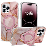 ETPESOK Compatible with iPhone 14 Pro Max Case Marble Pattern with Magnetic Ring Stand [Compatible with Mag-Safe] TPU Protective