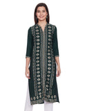 W for Woman Women's Regular Kurta (21FEW13554L-114310_Teal 8)