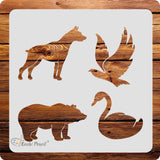 Kachi Pencil Animals Dog, Bird, Swan Stencils for Art, Craft and Painting, Size 6 x 6 inch Reusable Stencil for Painting, Fabric