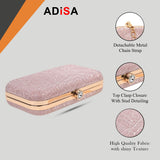 Adisa Constellation Formal Party Clutch With Gold Chain For Women And Girls (Cl106-Pin),Pink Taupe,,B0CVYLY4JB