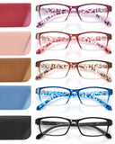 JOLISU 5 Pack Reading Glasses for Women and Men, Lightweight Eyeglasses with Spring Hinge, Blue Light Blocking Readers-300