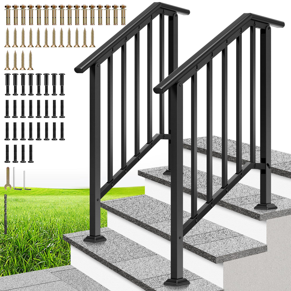 Outdoor Reader Rails VIVOHOME 2-Pack Galvanized Steel Hand Rails for Outdoor Steps - 27.1 B ...