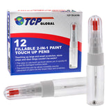 TCP Global Fillable 2-in-1 Paint Touch-Up Applicator Pens (Box of 12) - Precision Fine Tip Writer Pen Brush - 10ml Bottle, Mixin