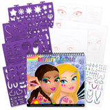 Fashion Angels Make-up & Hair Design Sketch Portfolio (11452) Sketchbook for Beginners, Sketchbook with Stencils and Stickers fo