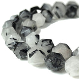 ABCGEMS Brazilian Black Rutilated Quartz Beads (A Mesmerizing Cutting Technique that Illuminates The Brilliance of Each Bead Lik