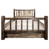Montana Woodworks Homestead Collection Queen Storage Bed With Laser Engraved Moose Design, Stain & Clear Lacquer Finish