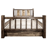 Montana Woodworks Homestead Collection California King Storage Bed With Laser Engraved Moose Design, Stain & Clear Lacquer Finis