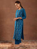 Libas Women'S Chanderi Silk Embroidered Kurta Set (49471 Teal Teal 3Xl