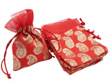 brown leaf Royal Premium Cary Design Red Small 6.5X4.5 inch Potli Bags Pouch Best for Wedding Anniversary Party Supply Return Gi
