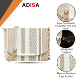 Adisa Women Girls Stripes Cross Body Sling Bag (Sl5100-Bei_Beige),Beige,,B0BD621Q43