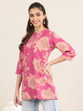 Libas Women'S Cotton Floral Regular Kurti (29535 Pink Pink Xl
