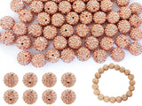 12mm Peach Clay Rhinestone Beads - 58pcs Sparkly Pave Disco Ball Round Diamond Bling Loose Spacer Beads for Jewelry Making, Brac