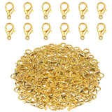 Lobster Clasps, 100Pcs Gold Lobster Claw Clasps for Handmade Necklace, Bracelet Jewelry Making Accessories Fastener Hook(12mmx6m