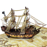 PQDGlobal 3D Pirate Ship Popup Card - Handmade Nautical Paper Art for Birthday, Anniversary, Christmas, Father? Day - Unique Gif