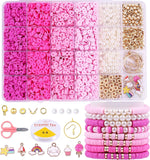 Falong Clay Beads For Bracelet Making, MultiColors Clay Beads For Jewelry Making Supplies Charm Friendship Bracelet Kit With Go