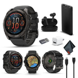 Garmin Fenix 8 51MM AMOLED Sapphire Premium Multisport GPS Smartwatch Carbon Gray DLC Titanium with Gray Silicone Band, Built-in