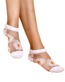 Ssoshhub Multicolour Transparent Ankle Length Cotton Net Flower Pearl Socks For Women And Girls, Ankle Socks For Women, Net Sock