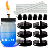 Mason Jar Tabletop Torches Kits,6 Pack Regular Mouth Lids with Protective Tube,Long Life Fiberglass Wicks and Caps,Outdoor Oil L