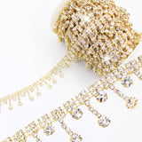 PEARLY JUN 1 Yards Rhinestone Trim Crystal Rhinestone Chain Gold Fringe Sewing Dress DIY Wedding Craft Projects Party Wedding Bo