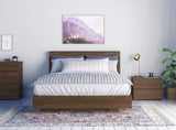 Nexera 3-Piece Bed Frame, Headboard & Nightstand, Queen|Walnut Bedroom Set