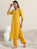 Libas Women'S Cotton Blend Kurta Set (400390_Yellow_Xl)